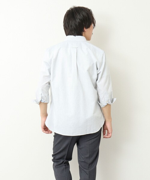 NOLLEY’S（ノーリーズ）の「綿麻パラシュートボタン 7分袖シャツ 25SS（シャツ/ブラウス・メンズ・オフホワイト/サックスブルー/ネイビー/サーモンピンク・S/M/L/XL）」の8枚目の写真