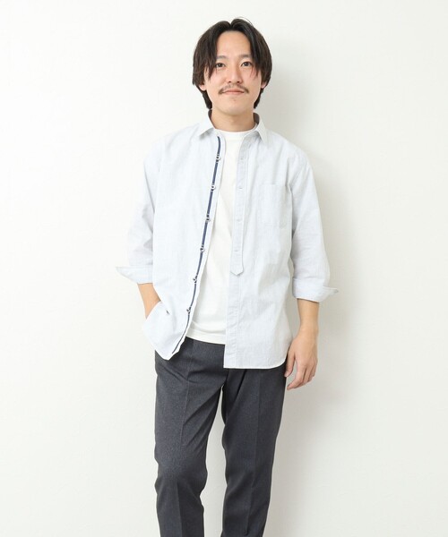 NOLLEY’S（ノーリーズ）の「綿麻パラシュートボタン 7分袖シャツ 25SS（シャツ/ブラウス・メンズ・オフホワイト/サックスブルー/ネイビー/サーモンピンク・S/M/L/XL）」の9枚目の写真