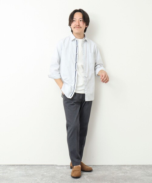 NOLLEY’S（ノーリーズ）の「綿麻パラシュートボタン 7分袖シャツ 25SS（シャツ/ブラウス・メンズ・オフホワイト/サックスブルー/ネイビー/サーモンピンク・S/M/L/XL）」の10枚目の写真