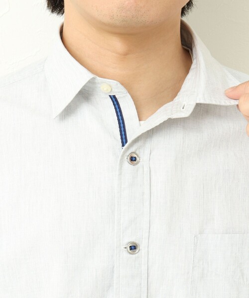 NOLLEY’S（ノーリーズ）の「綿麻パラシュートボタン 7分袖シャツ 25SS（シャツ/ブラウス・メンズ・オフホワイト/サックスブルー/ネイビー/サーモンピンク・S/M/L/XL）」の12枚目の写真