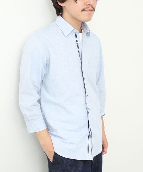 NOLLEY’S（ノーリーズ）の「綿麻パラシュートボタン 7分袖シャツ 25SS（シャツ/ブラウス・メンズ・オフホワイト/サックスブルー/ネイビー/サーモンピンク・S/M/L/XL）」の14枚目の写真