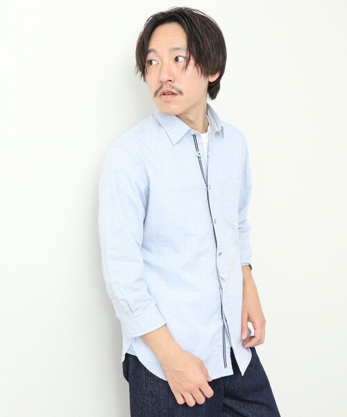 NOLLEY’S（ノーリーズ）の「綿麻パラシュートボタン 7分袖シャツ 25SS（シャツ/ブラウス・メンズ・オフホワイト/サックスブルー/ネイビー/サーモンピンク・S/M/L/XL）」の15枚目の写真