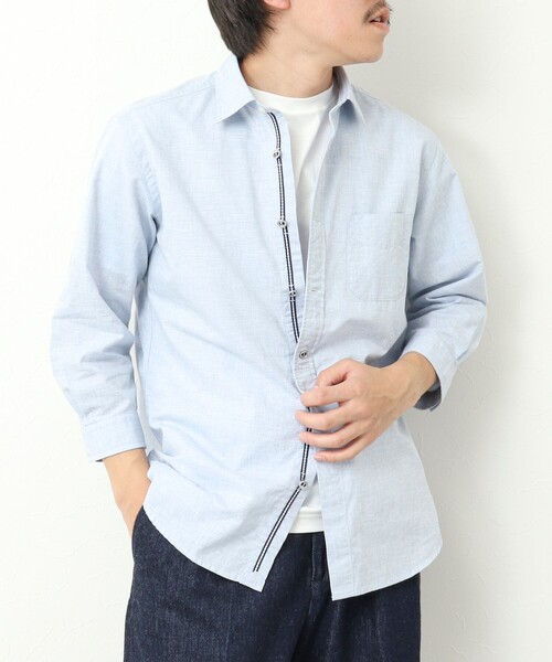 NOLLEY’S（ノーリーズ）の「綿麻パラシュートボタン 7分袖シャツ 25SS（シャツ/ブラウス・メンズ・オフホワイト/サックスブルー/ネイビー/サーモンピンク・S/M/L/XL）」の16枚目の写真