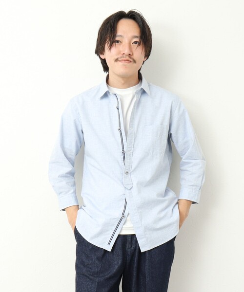 NOLLEY’S（ノーリーズ）の「綿麻パラシュートボタン 7分袖シャツ 25SS（シャツ/ブラウス・メンズ・オフホワイト/サックスブルー/ネイビー/サーモンピンク・S/M/L/XL）」の19枚目の写真