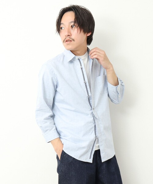 NOLLEY’S（ノーリーズ）の「綿麻パラシュートボタン 7分袖シャツ 25SS（シャツ/ブラウス・メンズ・オフホワイト/サックスブルー/ネイビー/サーモンピンク・S/M/L/XL）」の20枚目の写真