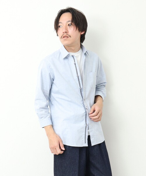 NOLLEY’S（ノーリーズ）の「綿麻パラシュートボタン 7分袖シャツ 25SS（シャツ/ブラウス・メンズ・オフホワイト/サックスブルー/ネイビー/サーモンピンク・S/M/L/XL）」の21枚目の写真