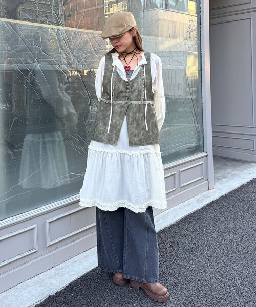 CIAOPANIC（チャオパニック）の「刺繍入りハンチング帽子（キャップ・レディース・ボルドー/カーキ/ベージュ・ONE SIZE）」の4枚目の写真