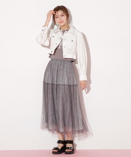 JILL by JILL STUART（ジルバイジルスチュアート）の「◇デニムライクステッチシリーズ2 Gジャン（デニムジャケット・レディース・ホワイト/インディゴブルー・MEDIUM/SMALL）」の12枚目の写真