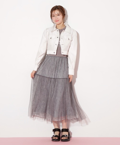 JILL by JILL STUART（ジルバイジルスチュアート）の「◇デニムライクステッチシリーズ2 Gジャン（デニムジャケット・レディース・ホワイト/インディゴブルー・MEDIUM/SMALL）」の14枚目の写真