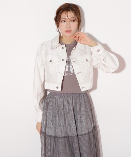 JILL by JILL STUART（ジルバイジルスチュアート）の「◇デニムライクステッチシリーズ2 Gジャン（デニムジャケット・レディース・ホワイト/インディゴブルー・MEDIUM/SMALL）」の10枚目の写真