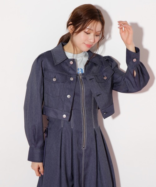 JILL by JILL STUART（ジルバイジルスチュアート）の「◇デニムライクステッチシリーズ2 Gジャン（デニムジャケット・レディース・ホワイト/インディゴブルー・MEDIUM/SMALL）」の19枚目の写真