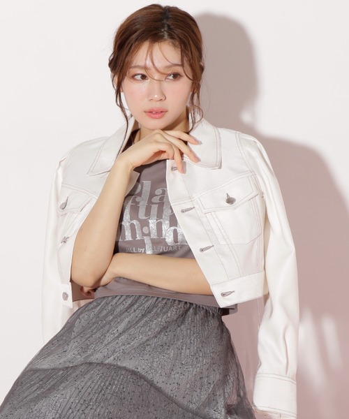 JILL by JILL STUART（ジルバイジルスチュアート）の「◇デニムライクステッチシリーズ2 Gジャン（デニムジャケット・レディース・ホワイト/インディゴブルー・MEDIUM/SMALL）」の7枚目の写真