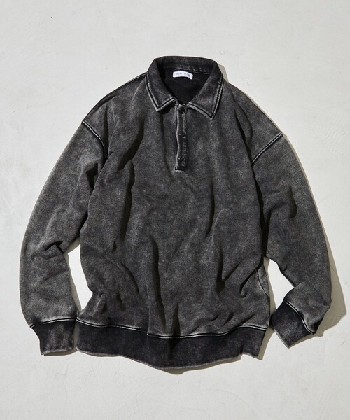 FREAK'S STORE(フリークスストア)の「ヴィンテージライク パウダー加工 ポロカラースウェット(スウェット・メンズ・ブラック/ブラウン/レッド/ブルー/グリーン・MEDIUM/LARGE)」の1枚目の写真