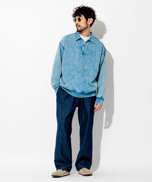 FREAK'S STORE(フリークスストア)の「ヴィンテージライク パウダー加工 ポロカラースウェット(スウェット・メンズ・ブラック/ブラウン/レッド/ブルー/グリーン・MEDIUM/LARGE)」の12枚目の写真