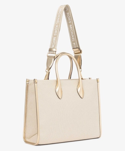 Michael Kors/MIRELLA メタリック&キャンバス トート ミディアム セール】MIRELLA メタリック & キャンバス トート ミディアム