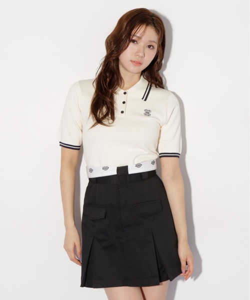 JILL by JILL STUART（ジルバイジルスチュアート）の「◇バイカラーポロシャツ五分袖ニット（ニット/セーター・レディース・ネイビー/ホワイト系その他/ホワイト・FREE）」の6枚目の写真