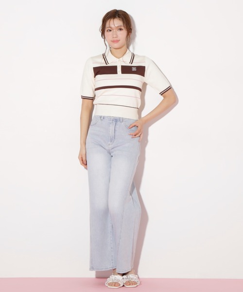 JILL by JILL STUART（ジルバイジルスチュアート）の「◇バイカラーポロシャツ五分袖ニット（ニット/セーター・レディース・ネイビー/ホワイト系その他/ホワイト・FREE）」の15枚目の写真