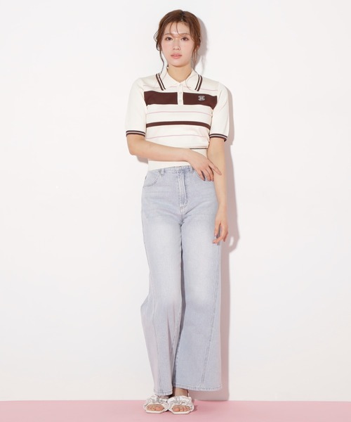 JILL by JILL STUART（ジルバイジルスチュアート）の「◇バイカラーポロシャツ五分袖ニット（ニット/セーター・レディース・ネイビー/ホワイト系その他/ホワイト・FREE）」の16枚目の写真