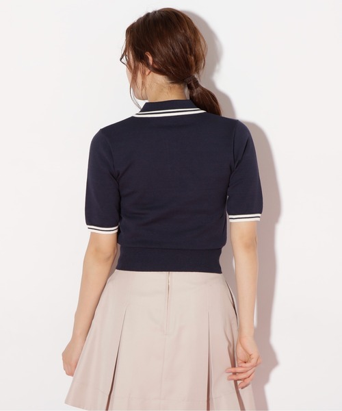 JILL by JILL STUART（ジルバイジルスチュアート）の「◇バイカラーポロシャツ五分袖ニット（ニット/セーター・レディース・ネイビー/ホワイト系その他/ホワイト・FREE）」の22枚目の写真
