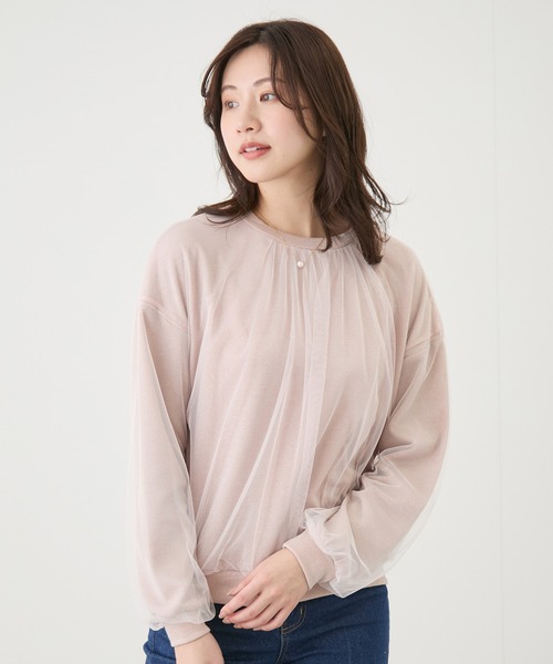 Jayro(ジャイロ)の「チュール重ねプルオーバー(Tシャツ/カットソー・レディース・ブラック/ピンク・M)」の2枚目の写真