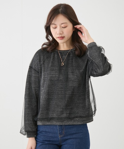 Jayro(ジャイロ)の「チュール重ねプルオーバー(Tシャツ/カットソー・レディース・ブラック/ピンク・M)」の3枚目の写真