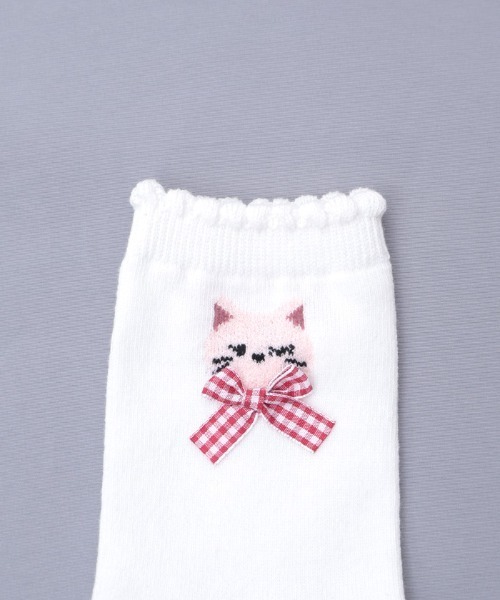 axes femme(アクシーズファム)の「もふねこクルーソックス(ソックス/靴下・キッズ・ホワイト/ブラック・FREE)」の6枚目の写真