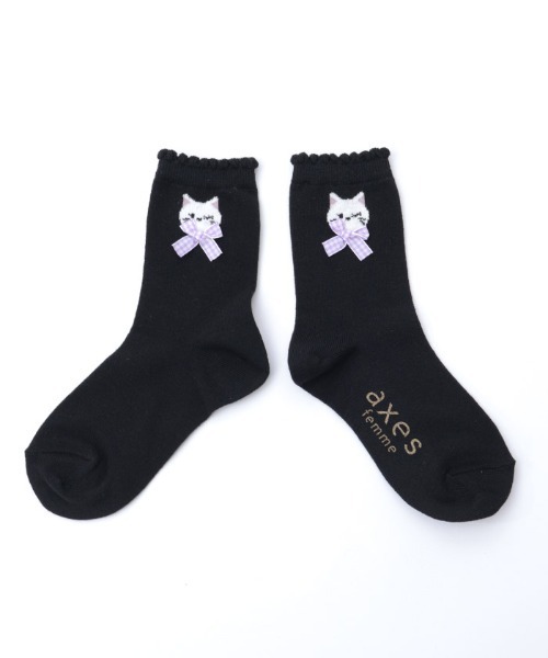 axes femme(アクシーズファム)の「もふねこクルーソックス(ソックス/靴下・キッズ・ホワイト/ブラック・FREE)」の9枚目の写真