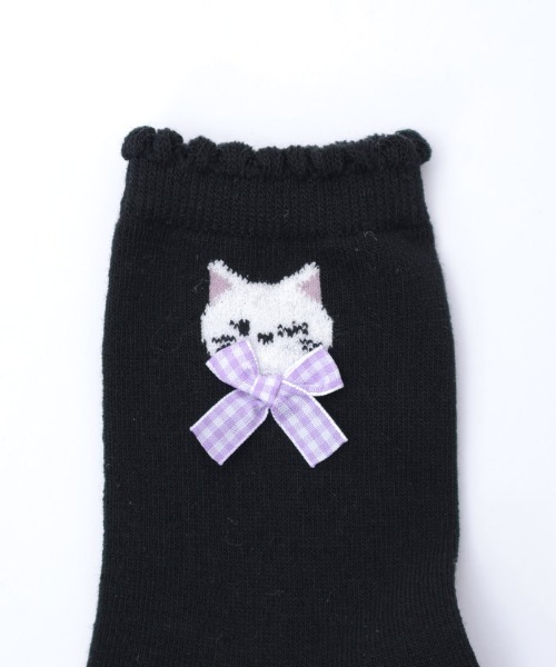 axes femme(アクシーズファム)の「もふねこクルーソックス(ソックス/靴下・キッズ・ホワイト/ブラック・FREE)」の12枚目の写真