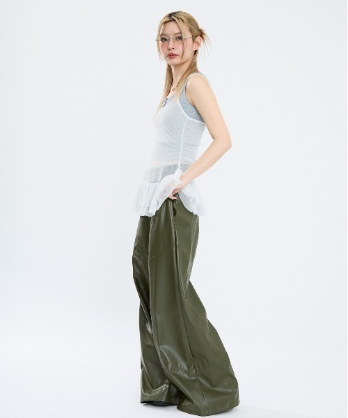 Clum（クルム）の「ベルト付きレザーワイドパンツ（その他パンツ・レディース・ブラック/カーキ・SMALL/MEDIUM）」の18枚目の写真