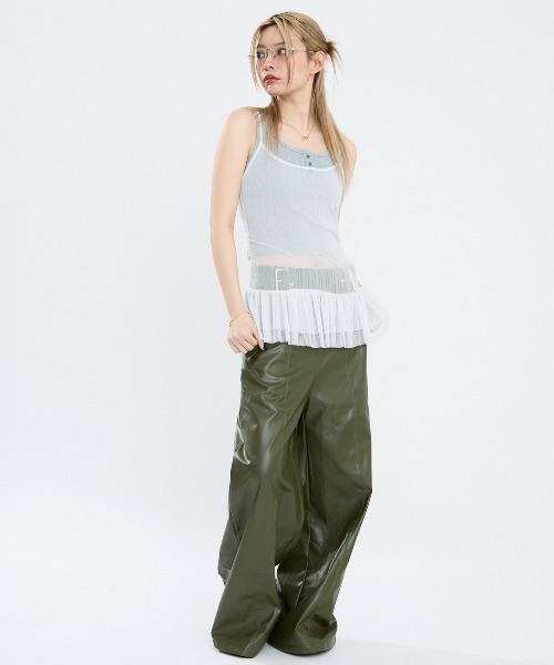 Clum（クルム）の「ベルト付きレザーワイドパンツ（その他パンツ・レディース・ブラック/カーキ・SMALL/MEDIUM）」の13枚目の写真