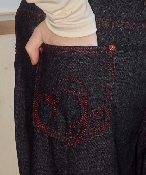 ハート刺繍デニム/heart embroidery denim（デニムパンツ
