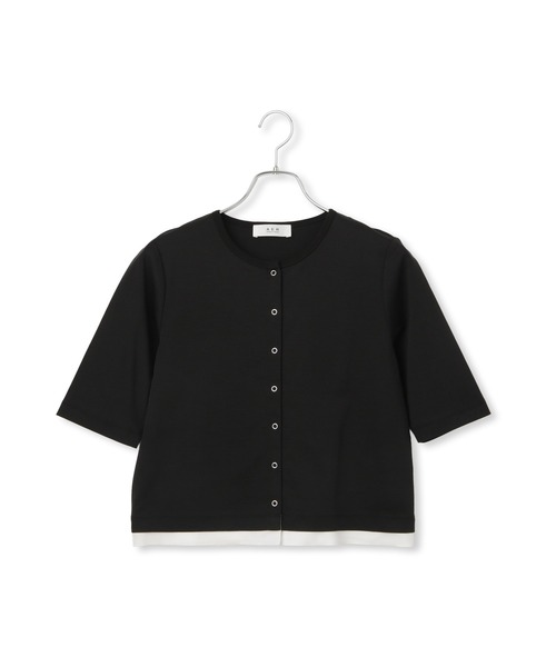 黒カーディガン トップス　カットソー　Tシャツ セール】【WEB限定】・【サステナブル】カットオフコンビTシャツ