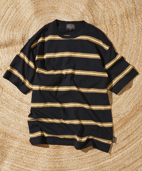 PENDLETON(ペンドルトン)の「PENDLETON/ペンドルトン 別注 ジャカード ボーダーTEE(Tシャツ/カットソー・メンズ・ブラック/オフホワイト・MEDIUM/LARGE)」の9枚目の写真