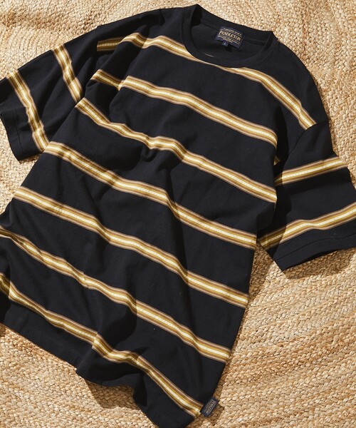 PENDLETON(ペンドルトン)の「PENDLETON/ペンドルトン 別注 ジャカード ボーダーTEE(Tシャツ/カットソー・メンズ・ブラック/オフホワイト・MEDIUM/LARGE)」の10枚目の写真