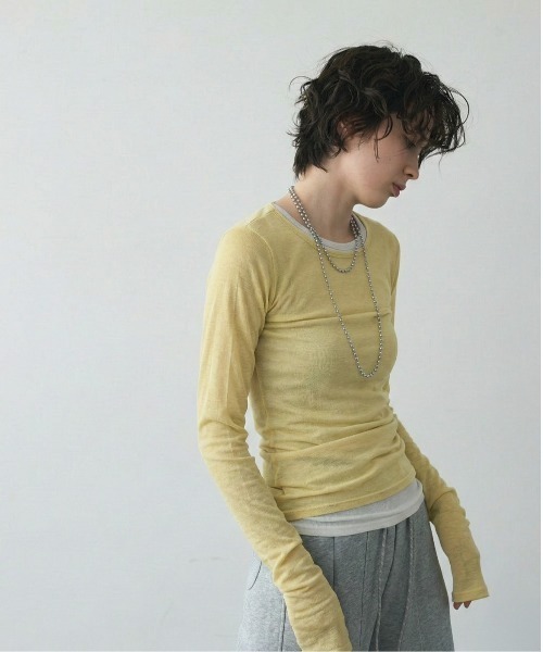 Trish（トリッシュ）の「シアーロングスリーブプルオーバー（Tシャツ/カットソー・レディース・ホワイト/ブルー/ブラック/ブラウン/ピンク/イエロー・MEDIUM）」の5枚目の写真