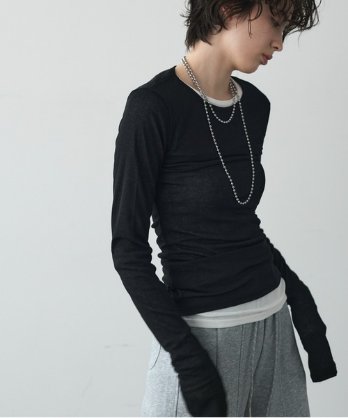 新品タグ付☆JulierYoga&Relax リブロングスリーブプルオーバー ジュリエ リブロングスリーブプルオーバー パット付き