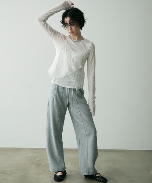 Trish（トリッシュ）の「シアーロングスリーブプルオーバー（Tシャツ/カットソー・レディース・ホワイト/ブルー/ブラック/ブラウン/ピンク/イエロー・MEDIUM）」の16枚目の写真