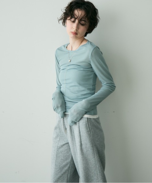 Trish（トリッシュ）の「シアーロングスリーブプルオーバー（Tシャツ/カットソー・レディース・ホワイト/ブルー/ブラック/ブラウン/ピンク/イエロー・MEDIUM）」の20枚目の写真