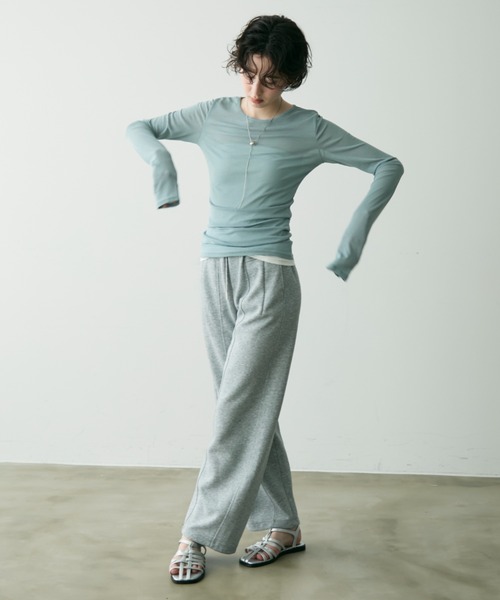 Trish（トリッシュ）の「シアーロングスリーブプルオーバー（Tシャツ/カットソー・レディース・ホワイト/ブルー/ブラック/ブラウン/ピンク/イエロー・MEDIUM）」の19枚目の写真