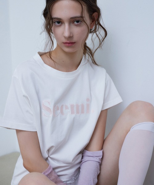 Seemi. byNICECLAUP（ シーミーバイナイスクラップ）の「【Seemi.】サスティナブルロゴTシャツ（Tシャツ/カットソー・レディース・ネイビー/ホワイト/ピンク/レッド・FREE）」の20枚目の写真