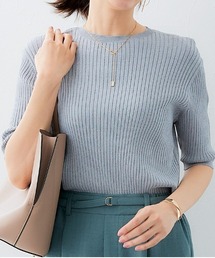 7days Life Styling | 【ひんやり接触冷感】５分袖クルーネックニット　アンサンブル対応（UVカット・毛玉になりにくい）<大きいサイズ有>(ニット/セーター)