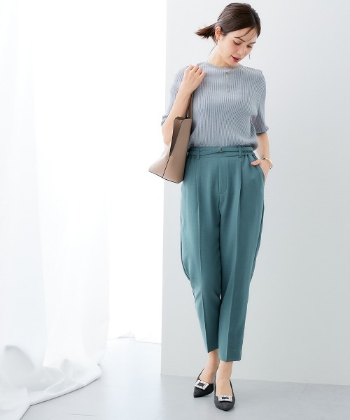 7days Life Styling(セブンデイズライフスタイリング)の「【接触冷感/UVカット】5分袖クルーネックニット <アンサンブル対応>(ニット/セーター・レディース・ブルーグレー/ブラック/杢グレー/ベージュ・S/M/L/LL/3L/4L/5L)」の9枚目の写真