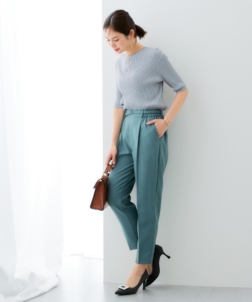 7days Life Styling(セブンデイズライフスタイリング)の「【接触冷感/UVカット】5分袖クルーネックニット <アンサンブル対応>(ニット/セーター・レディース・ブルーグレー/ブラック/杢グレー/ベージュ・S/M/L/LL/3L/4L/5L)」の10枚目の写真