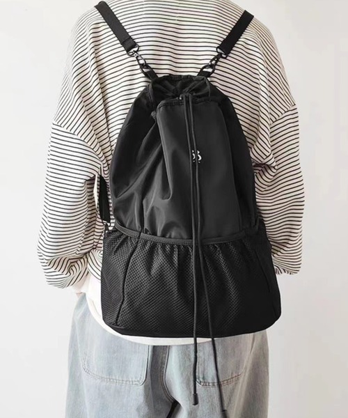 PORTER 迷彩巾着袋 メッシュポケット付き PORTER、巾着モチーフの2WAYバッグ「BALLOONSAC MESH