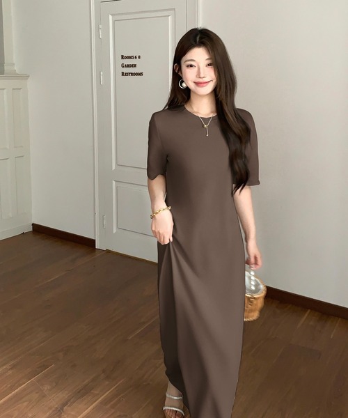 選べる3タイプ】マキシワンピース 半袖/アメリカンスリーブ