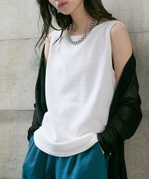 ワッフル素材ボートネックタンクトップ［Soiunique］
