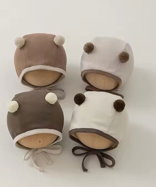 Bambin（ボンバン）の「【 Bambin / ボンバン 】 くまみみ ポンポン ボンネット（キャップ・キッズ・ブラウン/ダークブラウン/モカ/アイボリー・FREE）」の9枚目の写真