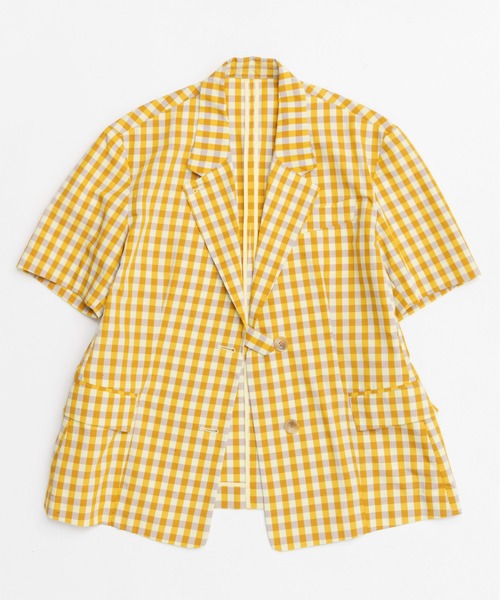 セール】Color Plaid Half Sleeve Jacket/カラーチェックハーフ