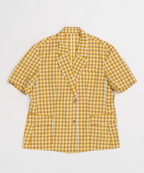 MAISON SPECIAL(メゾンスペシャル)の「Color Plaid Half Sleeve Jacket/カラーチェックハーフスリーブジャケット(テーラードジャケット・レディース・イエロー/ピンク・FREE)」の12枚目の写真