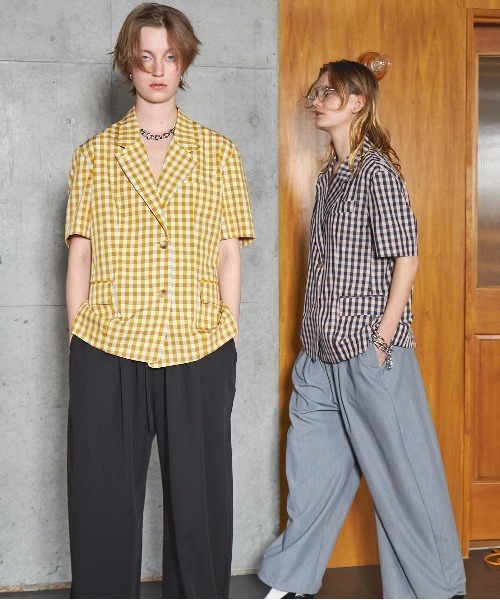 MAISON SPECIAL(メゾンスペシャル)の「Color Plaid Half Sleeve Jacket/カラーチェックハーフスリーブジャケット(テーラードジャケット・レディース・イエロー/ピンク・FREE)」の4枚目の写真